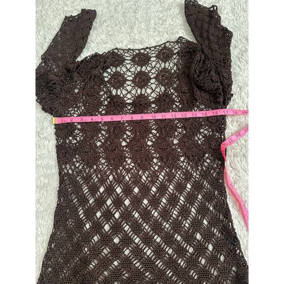 Y2K Vintage The Limited Womens Crochet Top M / L Brown Open Knit Boho Whimsigoth - Picture 4 of 8